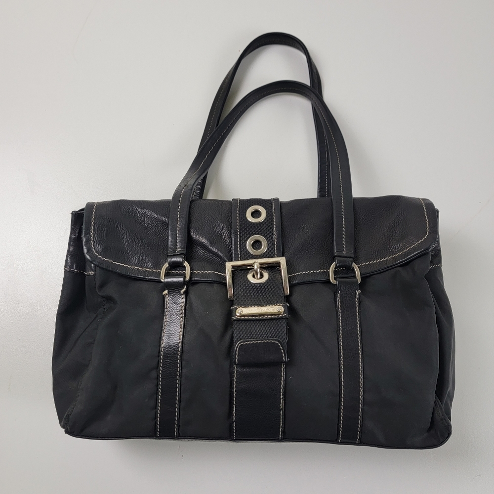 Prada Black Nylon Leather Tote Shoulder Bag Purse  Read Description
